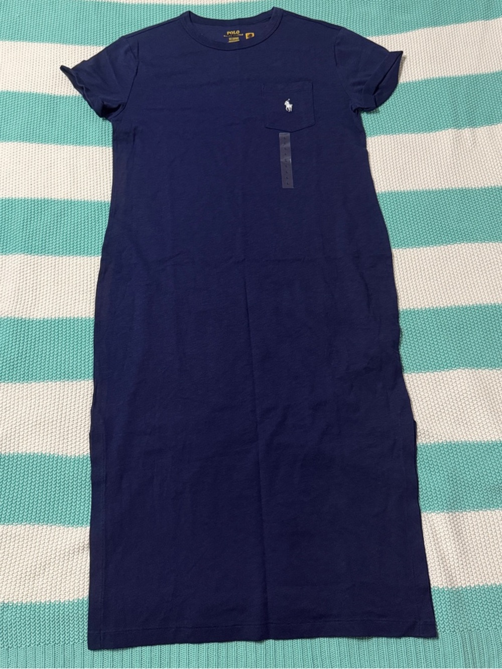 Polo by Ralph Lauren Navy Short-Sleeve Midi T-Shirt Dress